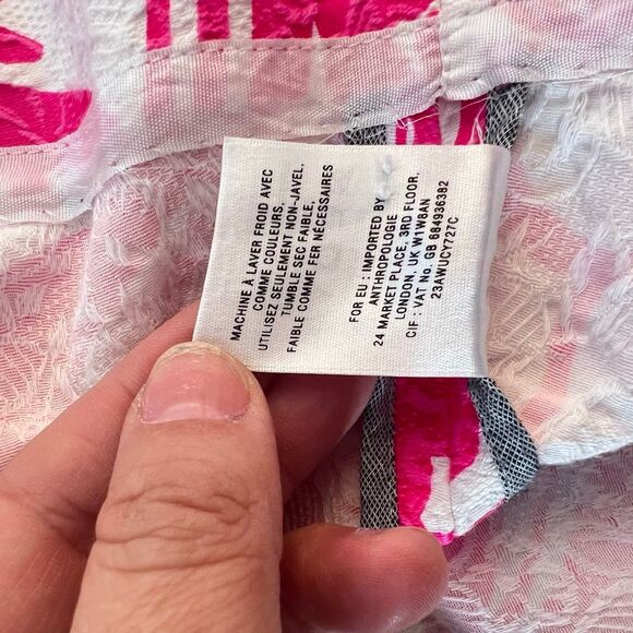 Anthropologie Vanessa Virginia Hot Pink White Jacquard Fit & Flare Dress Size 4 - Picture 9 of 10